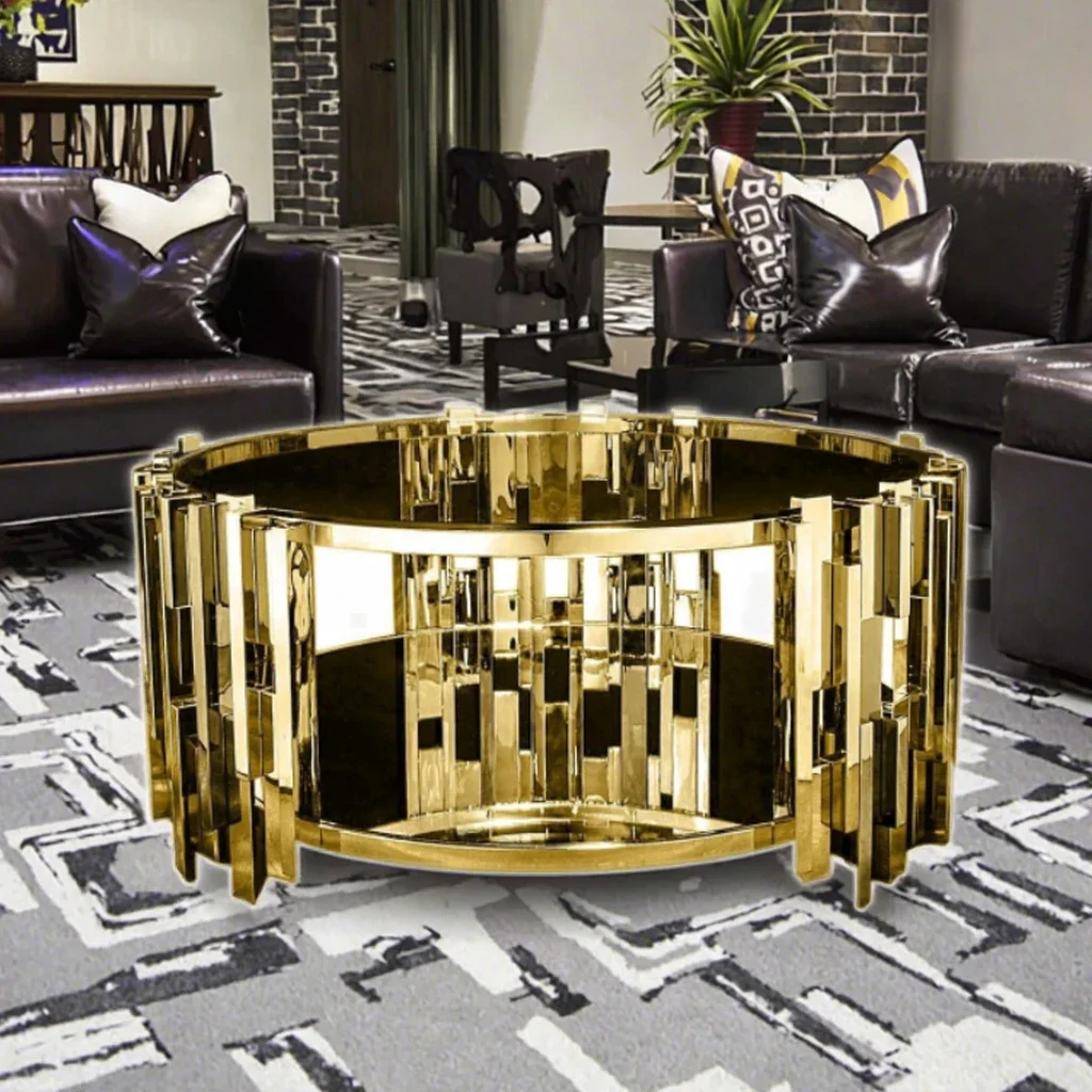 Tempered Glass Silver Chrome Living Room Center Dining Table Family Reception Room Coffee Table