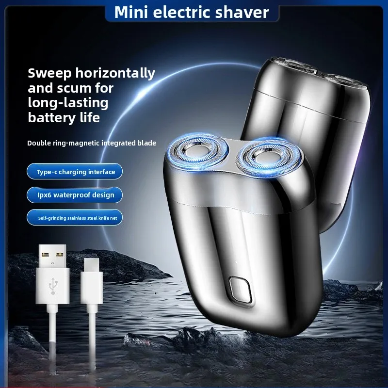 

Мини-дорожная электробритва для мужчин — перезаряжаемая от USB-C, аккумулятор на 90 дней, для влажного/сухого использования, конструкция без вытягивания