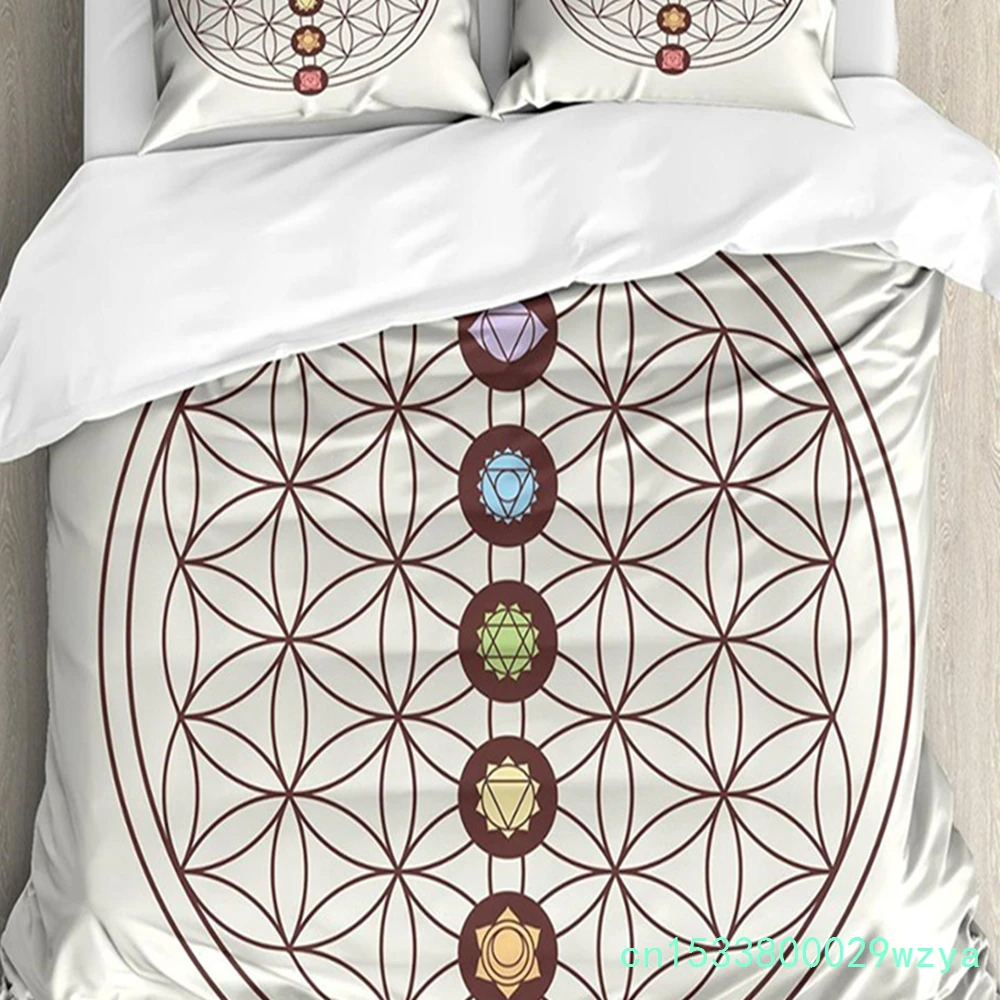 Flower Of Life Duvet Cover Sacred Geometry Themed Bedding Set Various Shapes Chakra Zen Comforter Cover Dreamcatcher Pillowcases