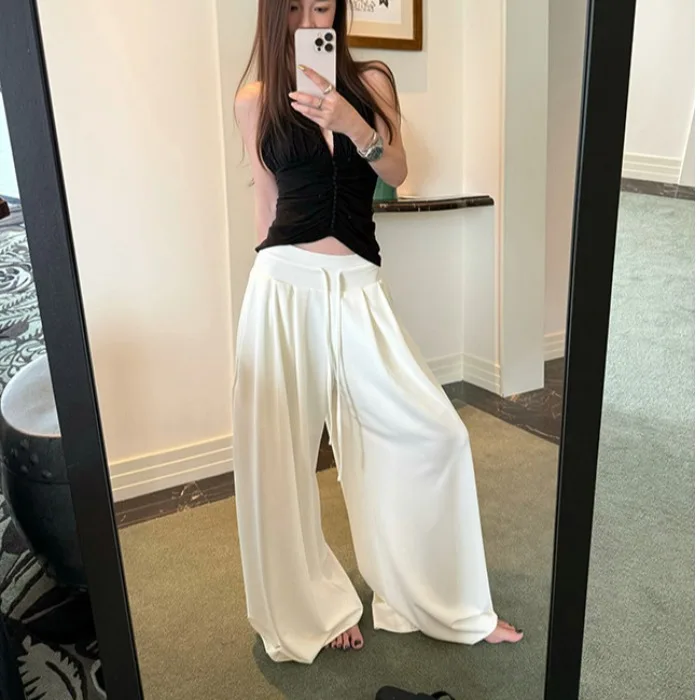 Fashionable Comfortable Slouchy Yoga Pants Smooth Lazy Feel Dongda Gate Style Wide Leg Casual Pants Soft Stretchy Cotton Trou...