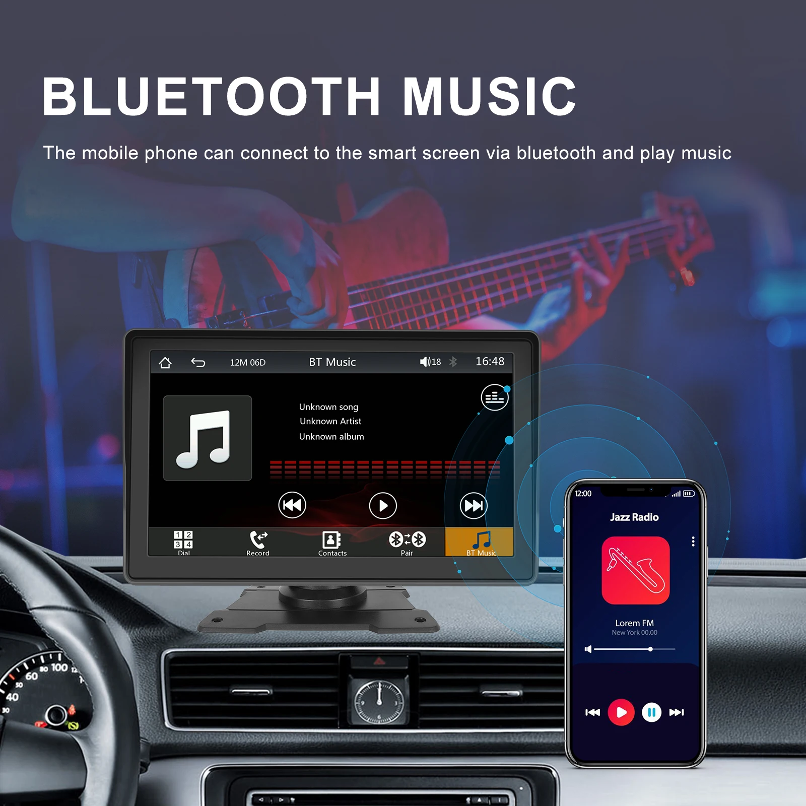 Podofo 7 ''لاسلكي Carplay أندرويد مراقبة السيارات سيارة MP5 لاعب ل العالمي بلوتوث راديو FM استقبال TF/USB الرؤية الخلفية #4