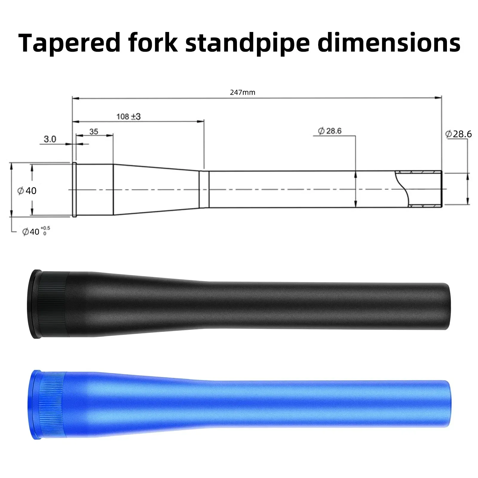 アルミ合金マウンテンバイクフォークヘッドチューブステアリングチューブ39.8/28.6mmTBエアフロントサスペンションストレートテーパードチューブアクセサリー