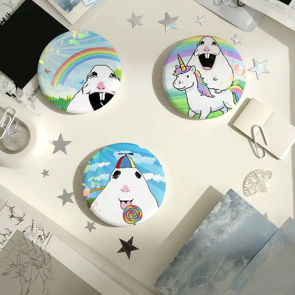 Hamster Riding Unicorn Laser Badge Creative Pins Brooch for Bag Clothes Hat Decor Gifts Fans Collect