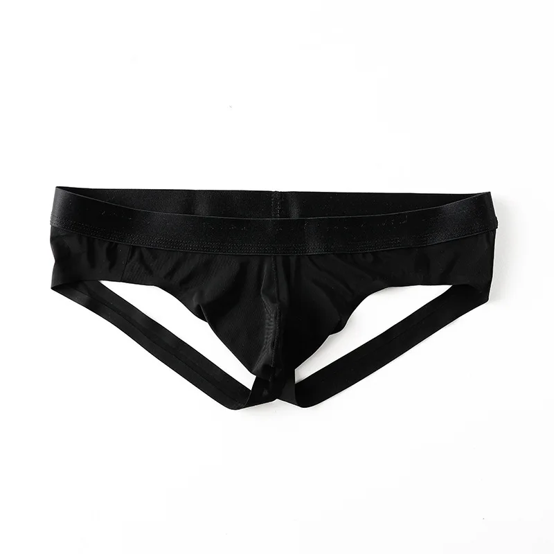 

Men Sexy Panties Jockstrap Hollow Hip-Lifting Ultra-Thin Ice Silk Underwear Seamless Panties U Convex Pouch Thongs And G Strings