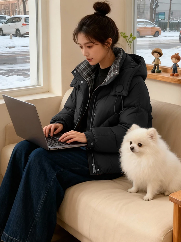 

Модная женская зимняя куртка с капюшоном, утепленная, теплая, хлопковая, в корейском стиле, свободного кроя, с наполнителем из полиэфирного волокна