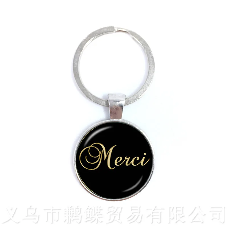 Merci-Llavero Maitresse para hombres y mujeres, llavero clásico de Metal de cristal de 25mm, joyería, regalo para profesores