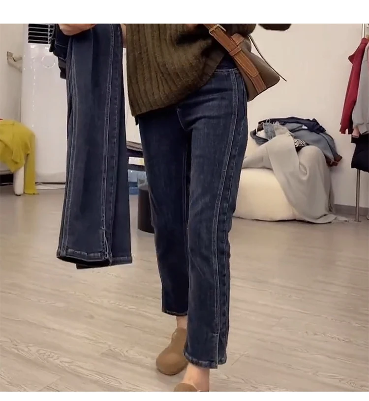 Y2k Jeans da donna Plus Size Wear con sorella leggermente grassa da donna tubo dritto tubo di fumo nove minuti pantaloni in Denim per le donne nuovo