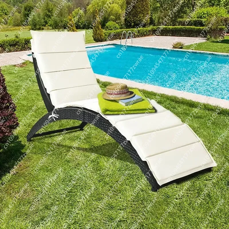 Foldable Patio Sun Lounger with Cushion for Backyard Use