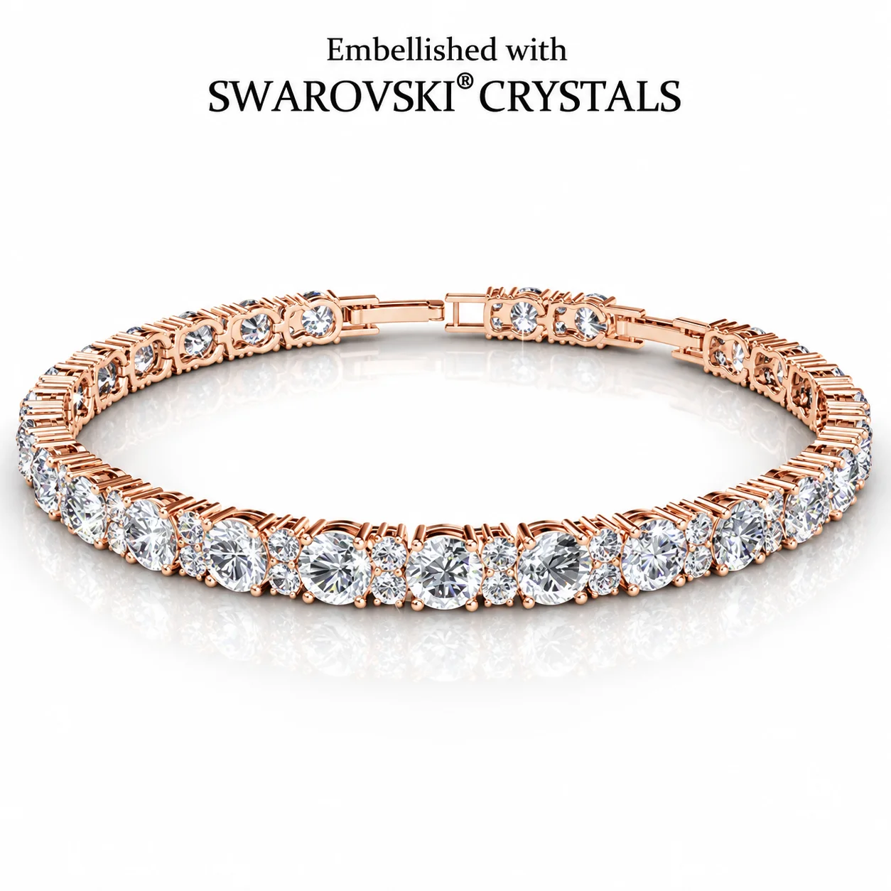 Daisini Tennis Bracelet Embellished with Premium Grade Crystal From Swarovski Quality Brass 18K White Gold Plated Personalized