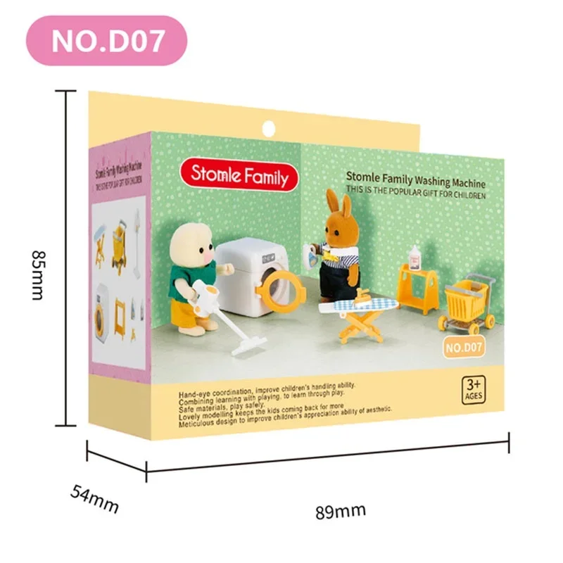 Puppenhausmöbel Waldfamilie Puppenzubehör Miniaturen Waschmaschine Geschenke Wäschemodell Babyspielzeug