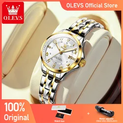 OLEVS Women's Watches Elegant Temperament Original Quartz Watch for Ladies Stainless Steel Waterproof Luminous Date Fashion