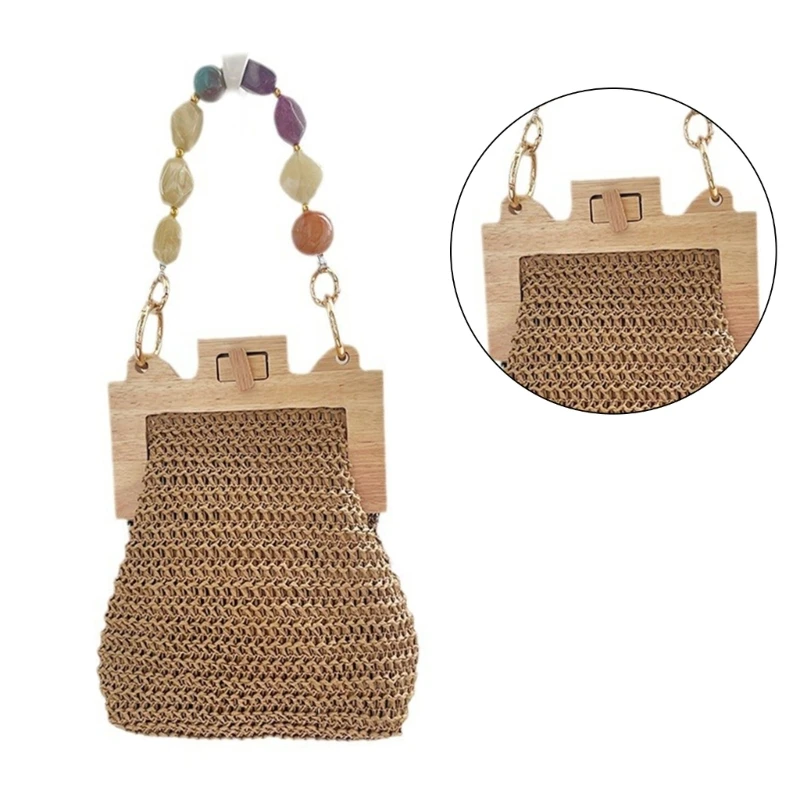 E74B Fashion Handbag Large Capacity Bohemian Style Bag Vintage Hand Weave Bag Beach Bags for Girl Women Casual Bag