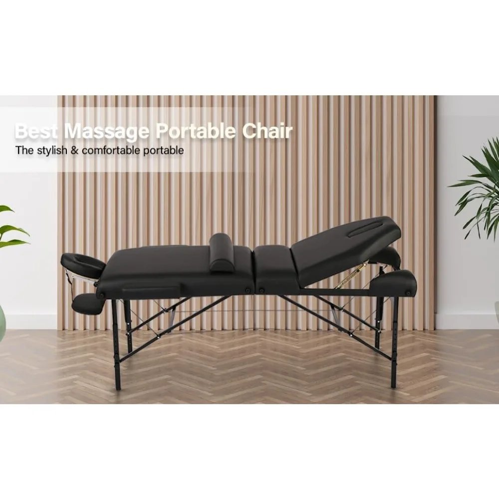 سرير صالون محمول قابل للتعديل مع نصف مسند وقماش أكسفورد، سرير رموش من جلد البولي يوريثان بعسر 30 للاستخدام في المنتجعات الصحية