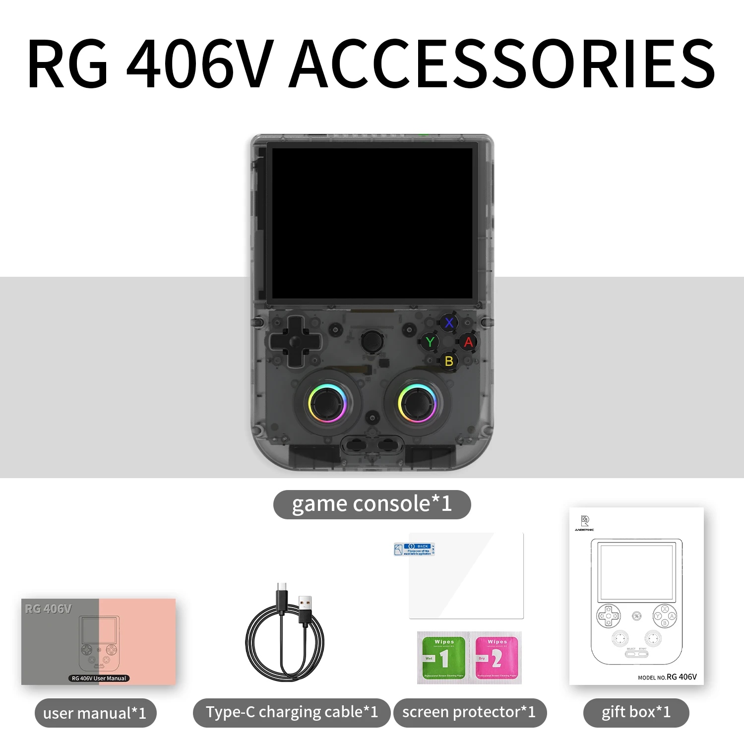 ANBERNIC RG406V Handheld Game Console 4-inch IPS Multi-Touch Screen Retro Game Console Draagbare Pocket Video Gaming speler Gift