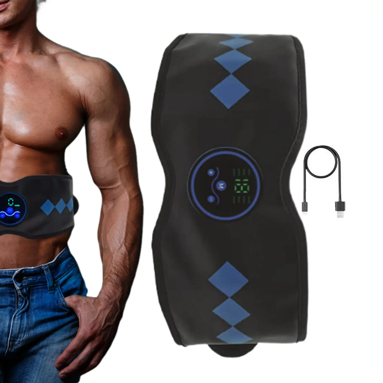 

Пояс-стимулятор абс, 19-уровневый портативный умный USB перезаряжаемый фитнес-оборудование, машина для скульптуры тела для живота, живота, дома