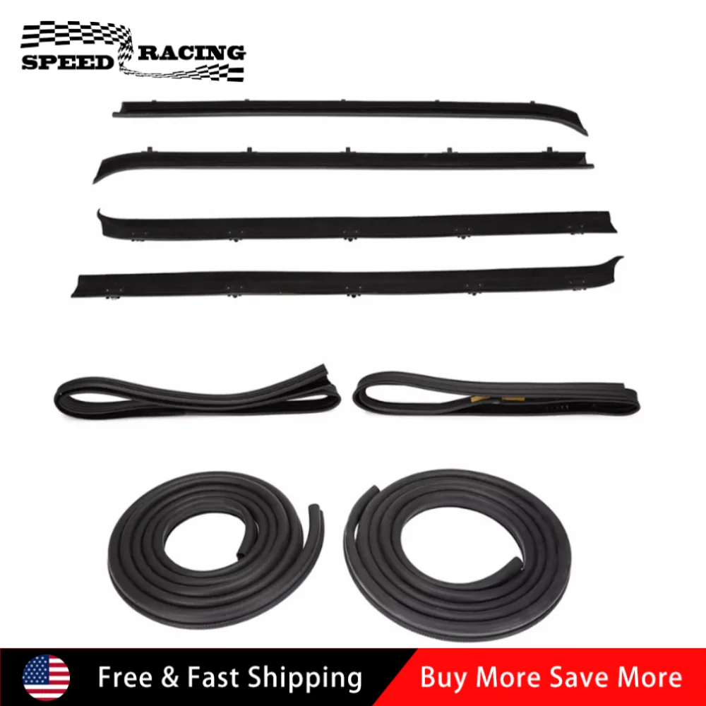 

14027777 15569072 15569071 Front Door Window Run Sweep Felts Weatherstrip Seals Kit Set For 1981-1986 GMC C1500 2500 3500
