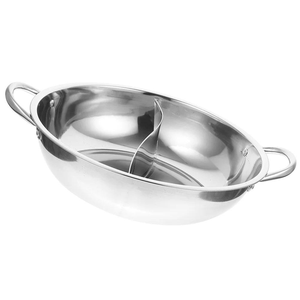 Stainless Steel Mandarin Duck Pot Hotpot with Divider Divided Pan Kitchen Cooking Wok