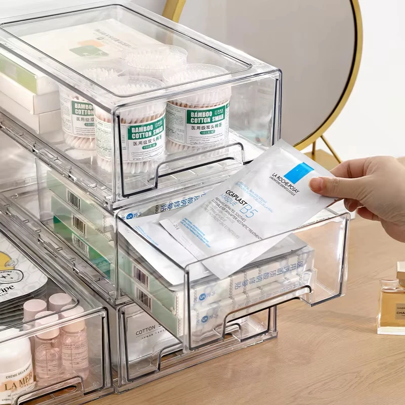 Stackable Transparent Drawer Storage Box Acrylic Desktop Organizer for Kitchen Jewelry Makeup Figure Display Office Sundries Sto