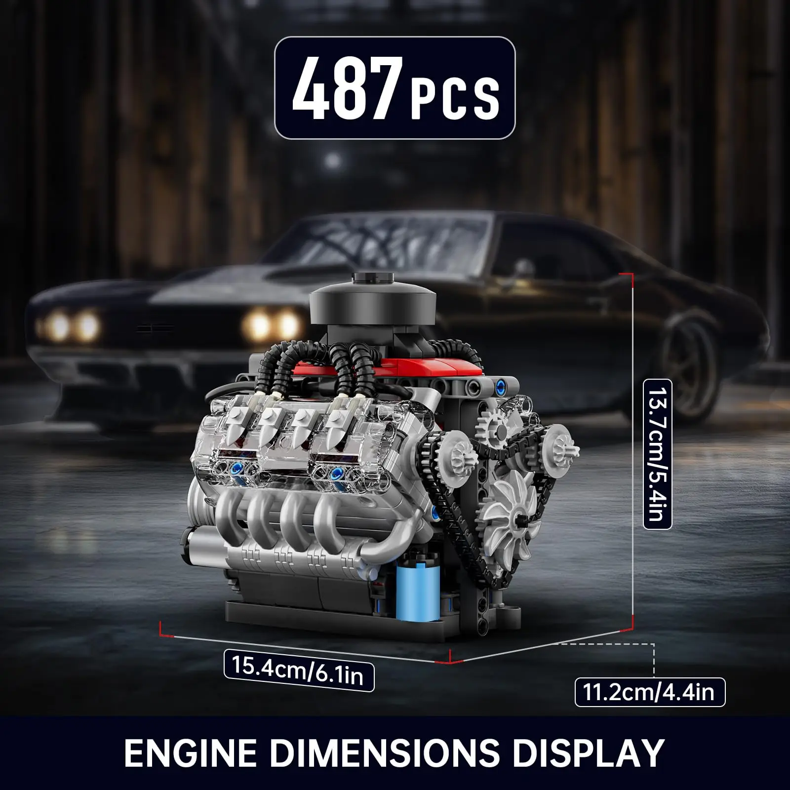 قالب King 10171 ألعاب المحرك الفني بمحركات LSX454 V8 محرك بنة تجميع محرك السيارة مجموعة الطوب هدية للأطفال #5