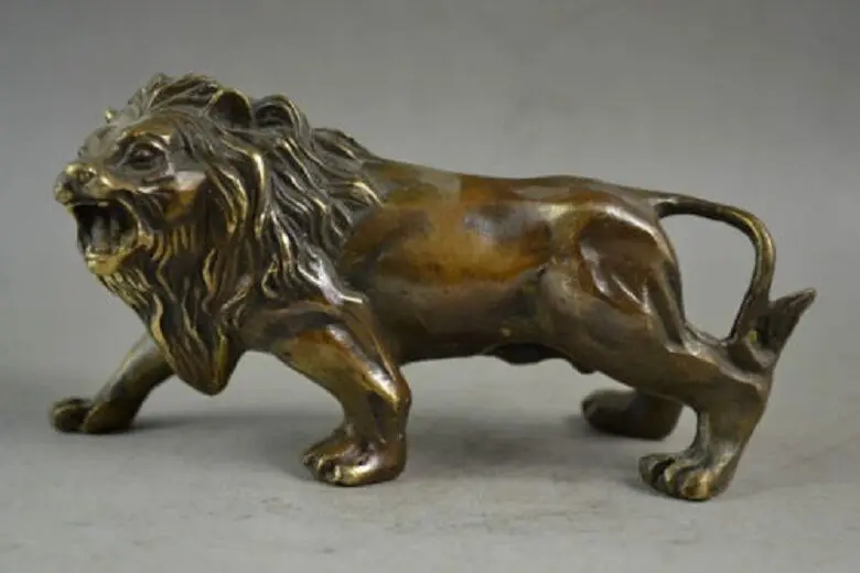 Copper Statue Sculpture&Carving Bronze coffee Fierce Lions Wild Animals Figure Statue Size: H ( 7cm ) * W ( 6cm ) * L (14cm)