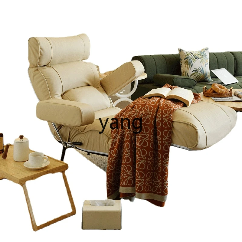 LTT Anti-Cat's Paw Master Bedroom Chaise Longue Lazy Sofa Morandi Silicone Leather Gravity-Free Reclining Sleeping Chair