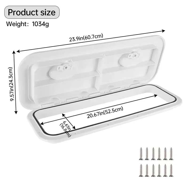 243x607mm White ABS Plastic Boat Hatch Deck Access Cover Marine Yacht Inspection Port UV Resistant Anti Aging Waterproof view 3
