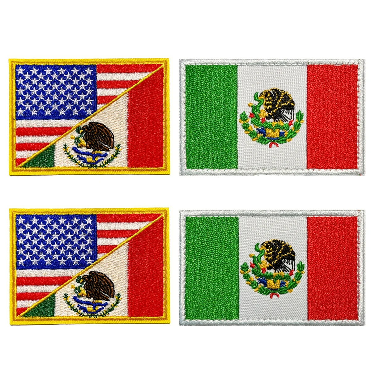 2szt USA & Mexico Combined Flag Patch, Haftowana aplikacja Dual-Nation, Iron On/Sew On Emblem