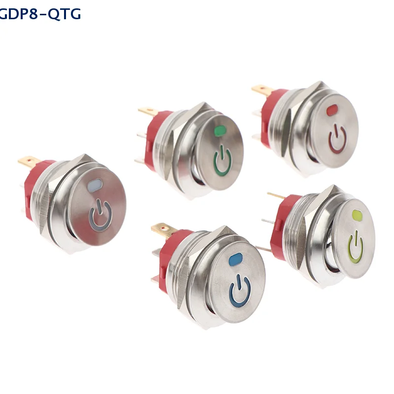 22MM Button Stainless Steel Rocker Switch 12-24V/20A Toggle Switch 220V/15A ON-OFF Self-locking 3-Pin Button Apply To Car Boat