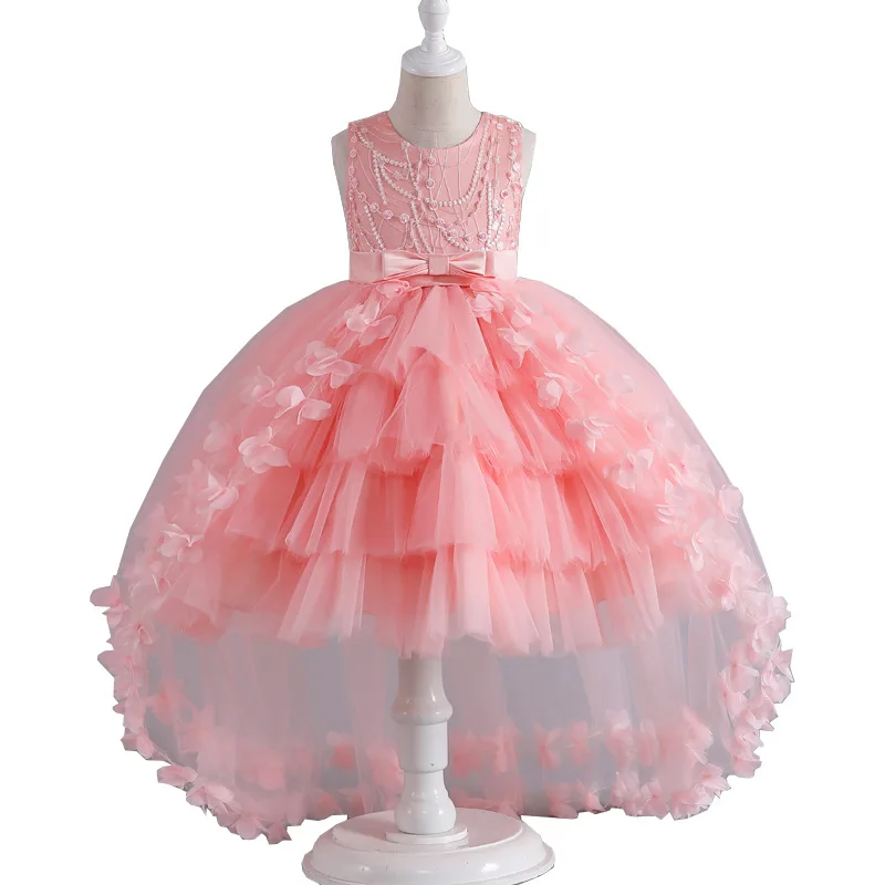 Girl princess sleeveless puffy dress dress western flower girl wedding stage dress trailing skirt