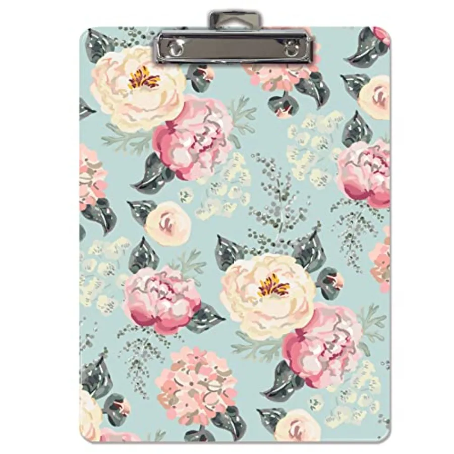 

Fashion Clipboard, Floral Design, Standard A4 Letter Size, 12.5" x 9", Wooden Clipboard, Low Profile Clip, Retractable Hanging