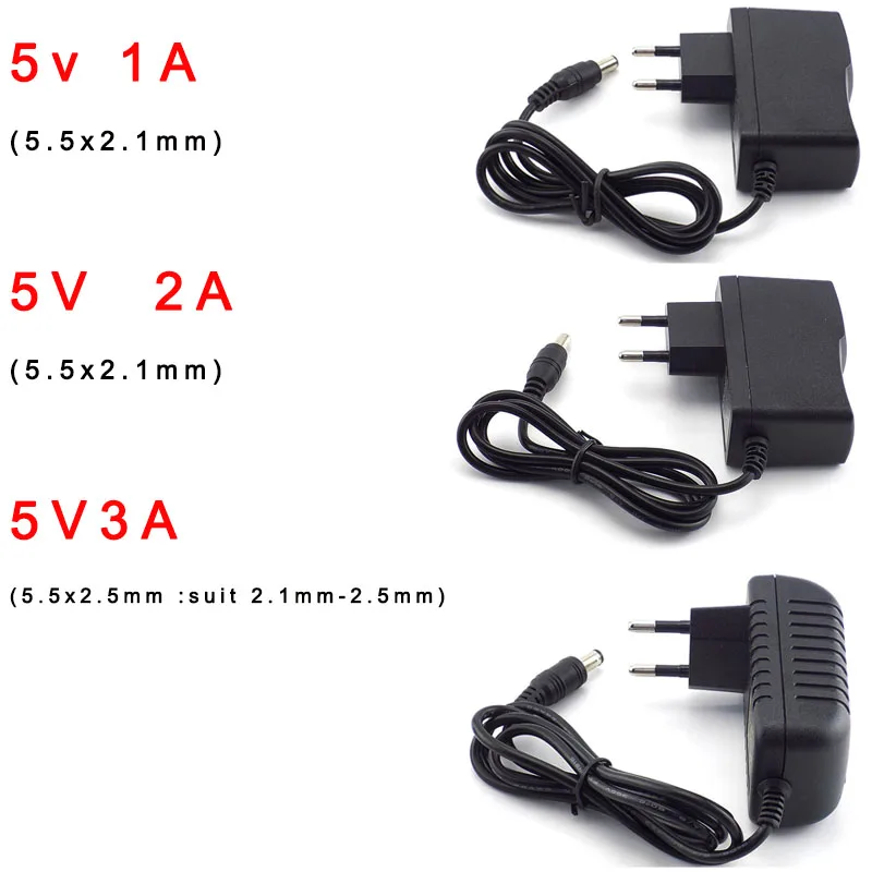 Power Adapter Supply Converter Charger for CCTV LED Strip,AC 100-240V to DC 5V, 12V, 9V, 1A, 2A, 3A, 0.5A, 5.5mm x 2.1mm 2.5