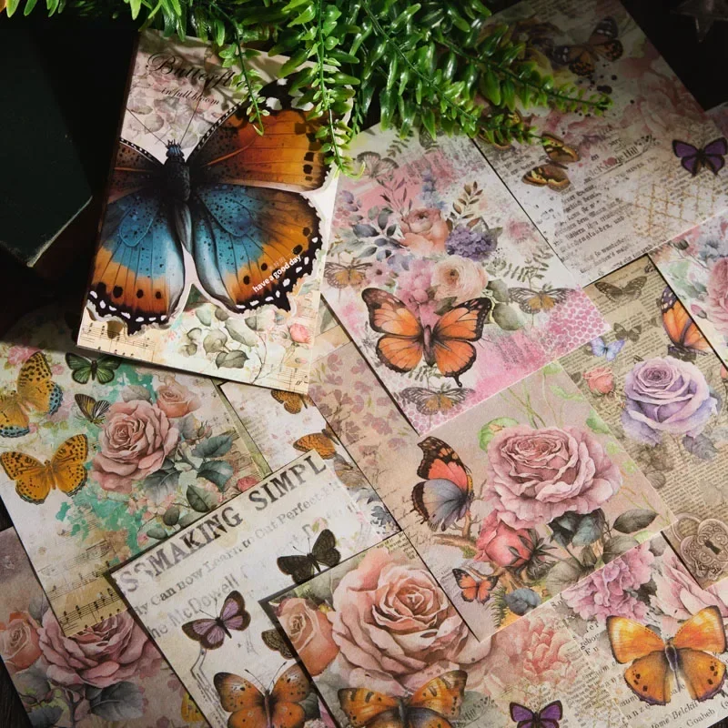 30 pcs/pack Memo paper butterfly flower ledger DIY material decorative message base paper 6 kinds