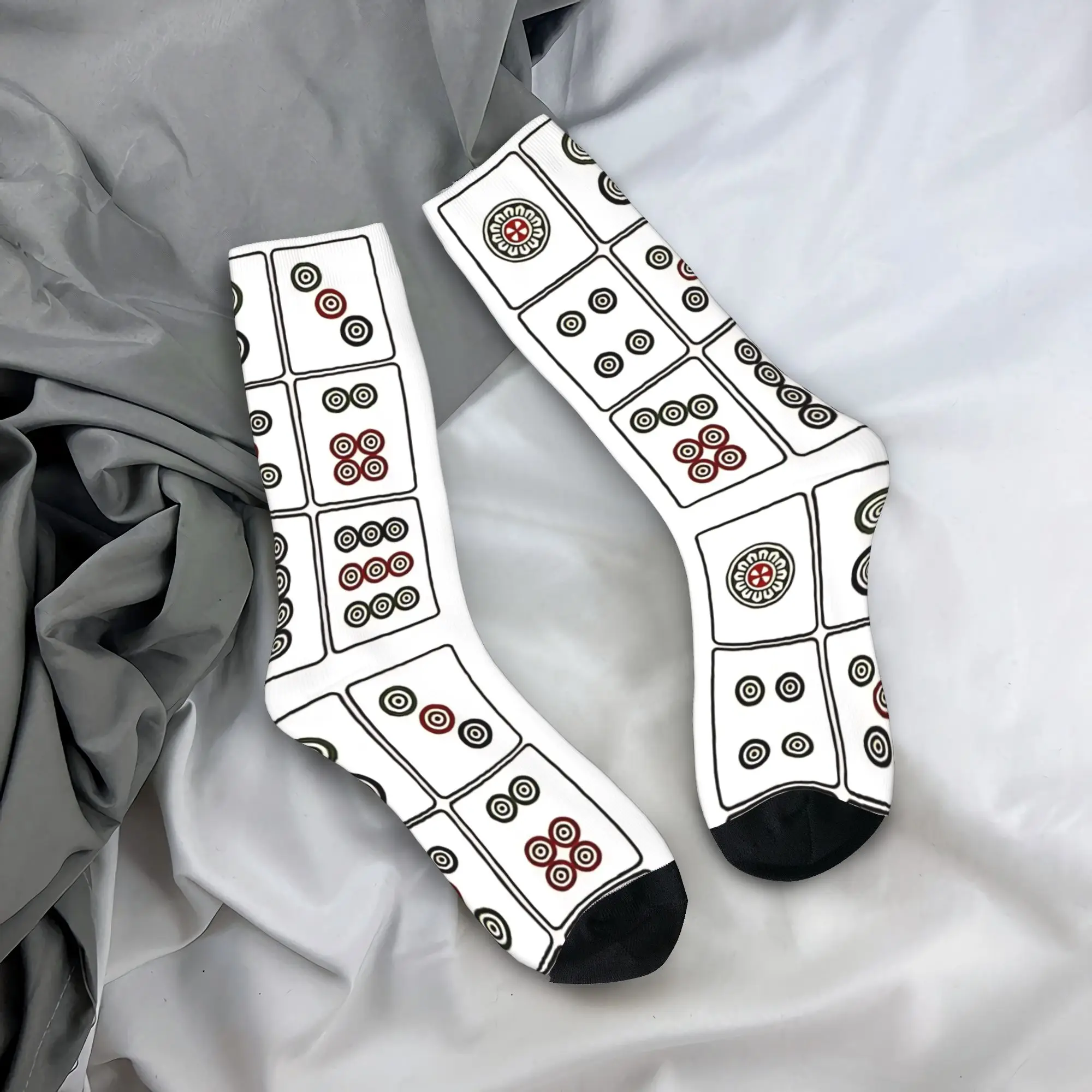 Mahjong Tile Circles 'Tong'   Socks Autumn  Stockings Modern Men Comfortable Socks Custom Outdoor Non-Slip Socks
