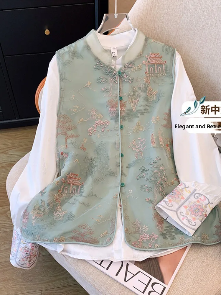 

Новый китайский Sle с тяжелой вышивкой и цветочным узором, женский жилет, новая весенняя верхняя одежда, утягивающий костюм Тан