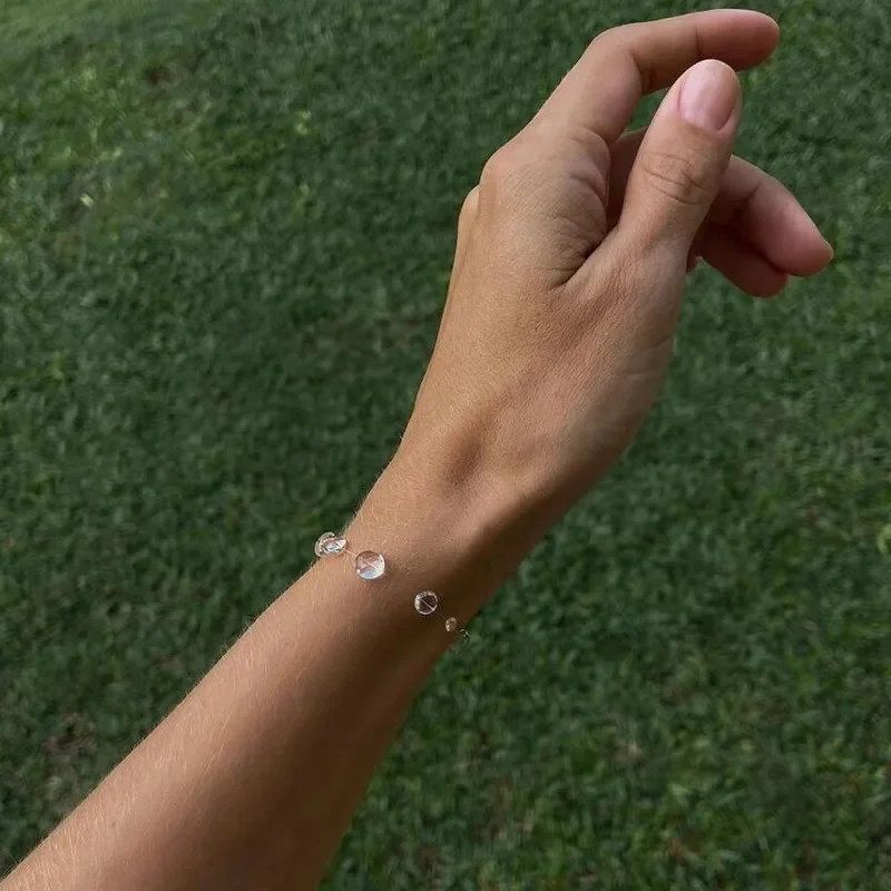 Simple Transparent Water Drop Clavicle Chain Thin Rope Beaded Tassel Earrings Necklace Bracelet Women Niche Personalized Jewelry image 5