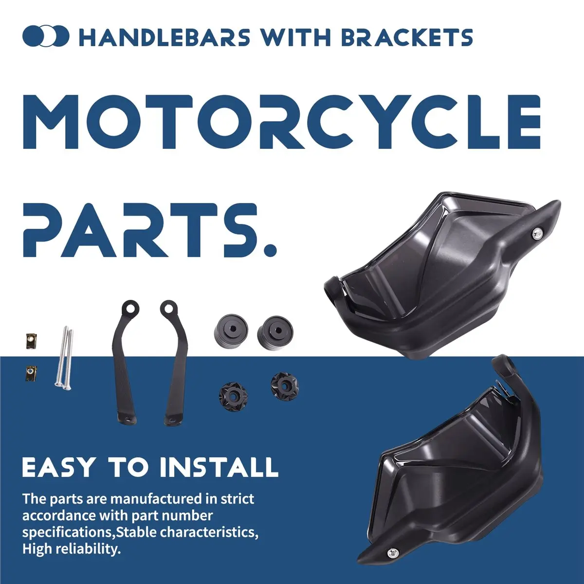 [Saleout]Motorcycle Handlebars with Brackets, Windshield Handguard Replacement Motorcycle Parts for 368G Black
