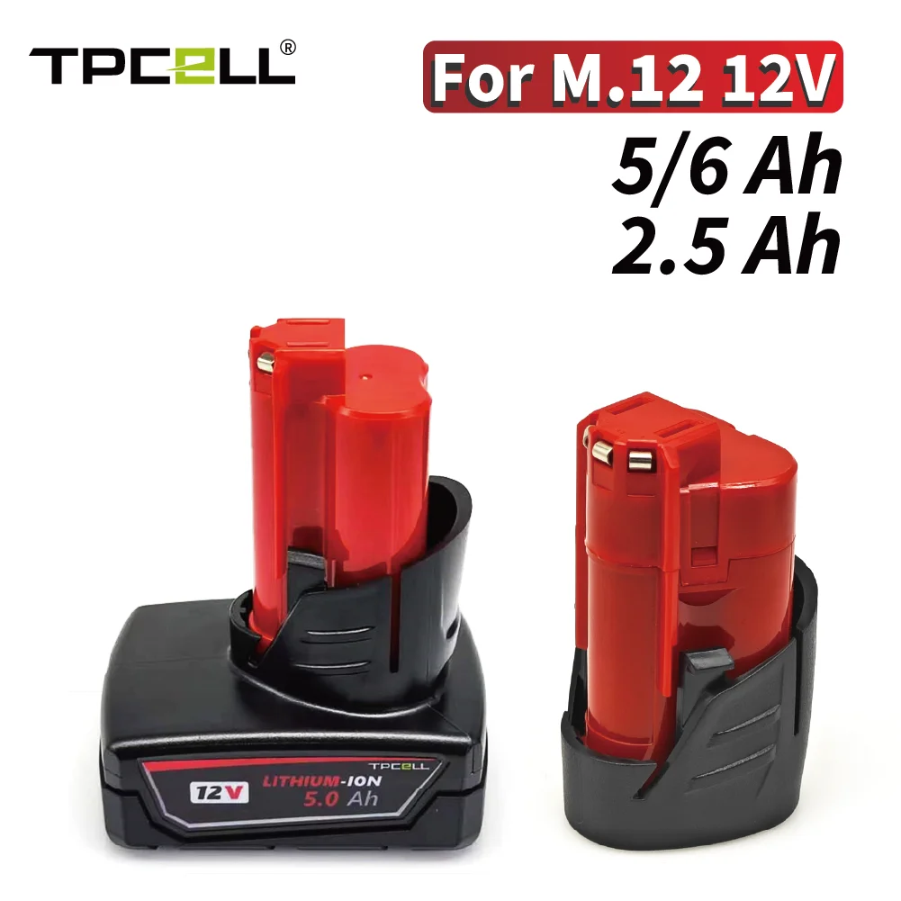 TPCELL For  M.12 Rechargeable Battery 2.5Ah/5Ah/6Ah XC Cordless Tools 48-11-2402 48-11-2411