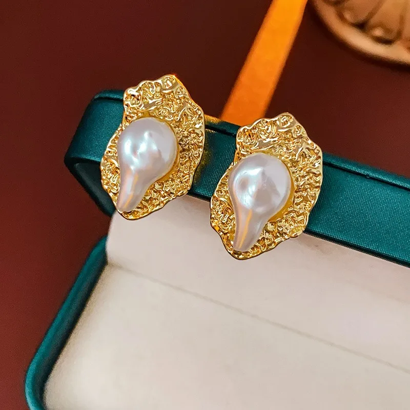 2024 New Vintage Earring Imitated Pearl Jewelry Trendy Irregular Earrings for Women Korean Fashion Jewelry Weeding  Earring