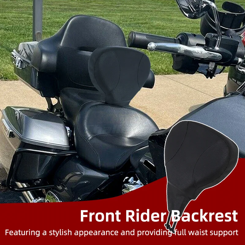 Motorcycle Black Front Driver Backrest Pad For Harley Touring Road King Street Glide Electra Road Glide 2009-later