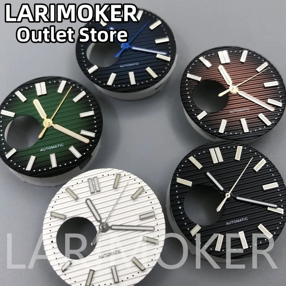 LARIMOKER 29.8mm green luminous Black White Green Blue Brown watch dial hands fit NH38 watch movement