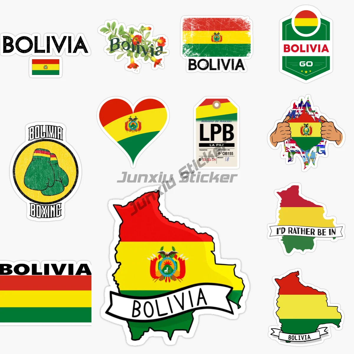 

BOLIVIA Flag Weatherproof High-Quality Decals for Laptop Book Fridge Guitar Vinyl Self-adhesive PVC Decals Can Be Customized