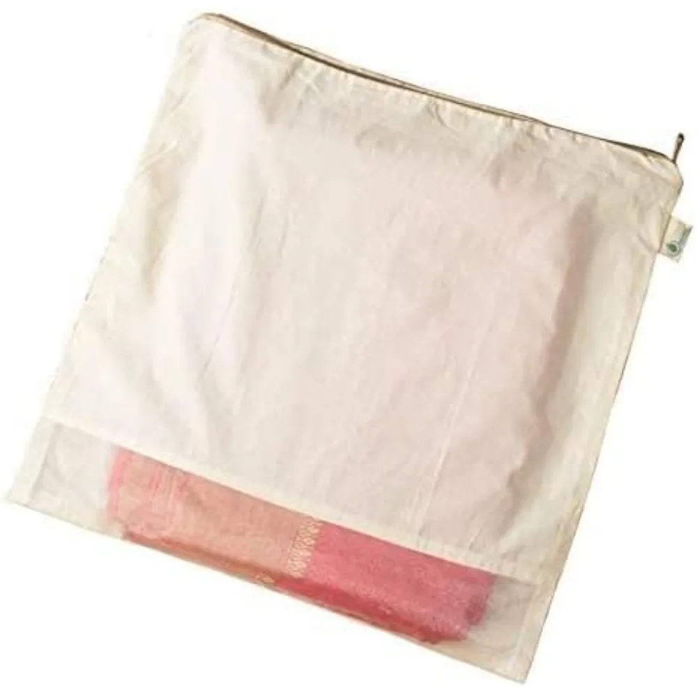 

Eco-Friendly Reusable Cotton Silk Saree Covers with Zipper, 100% Cotton, 17x17 Inches, Pack of 10