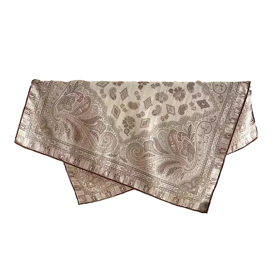 موضة 70% صوف 30% وشاح حريري للنساء شالات يلتف فولارد الأوشحة الفاخرة ساحة الباشمينا الإناث الحجاب باندانا منديل 62 سنتيمتر #5