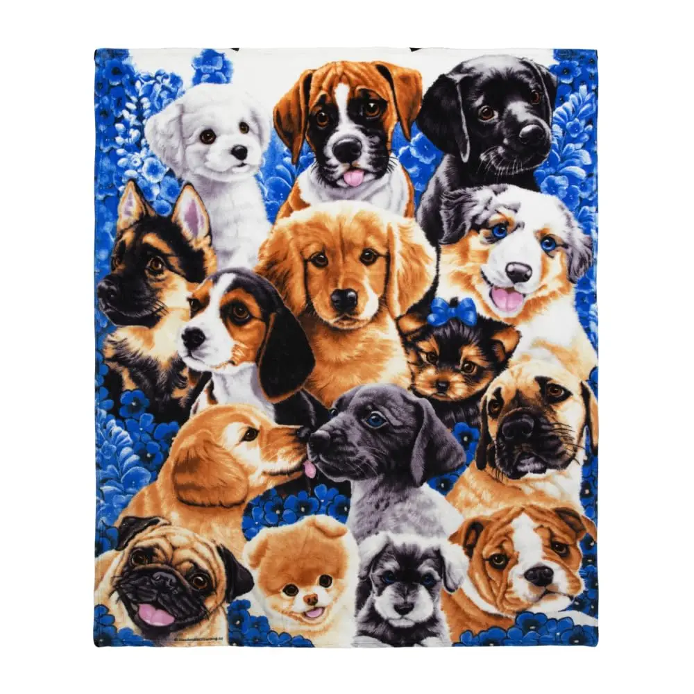 Puppy Fleece Blanket for Bed Cute for Girls Women Men and Kids Super Soft Plush Dogs Lovers Design Picnic Blanket