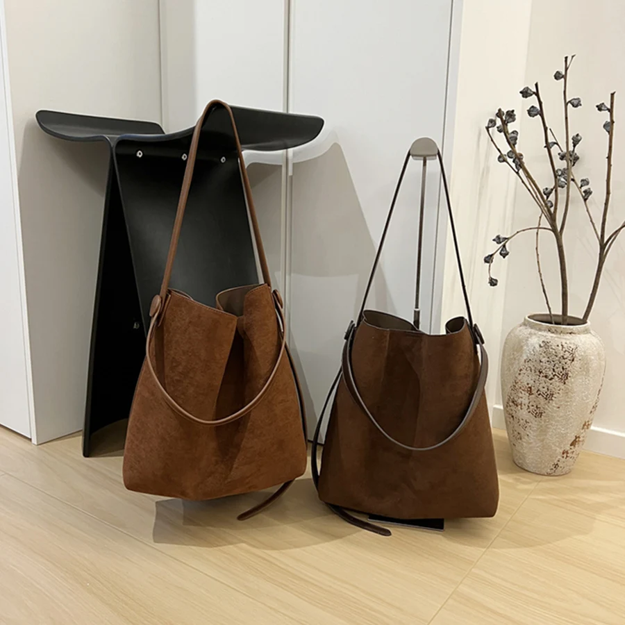 

New Retro Bucket Bag Brown Large Capacity Shoulder Bag, Underarm Bag, Crossbody Bag Fashion Leisure Daily Commuter Women's Bag