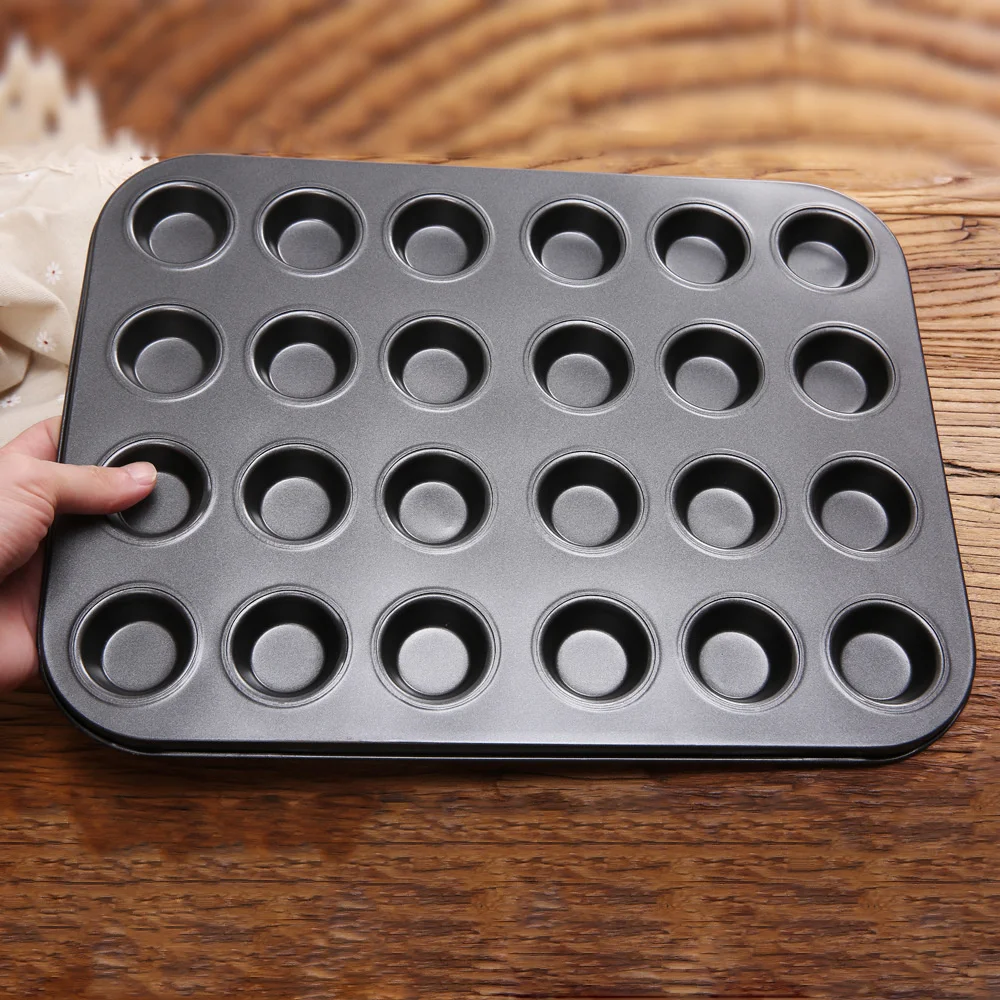 24 Holes Carbon Steel Non-stick Cake Mould Pudding Baking Tray Muffin Pan Cupcake Mold Oven Tray