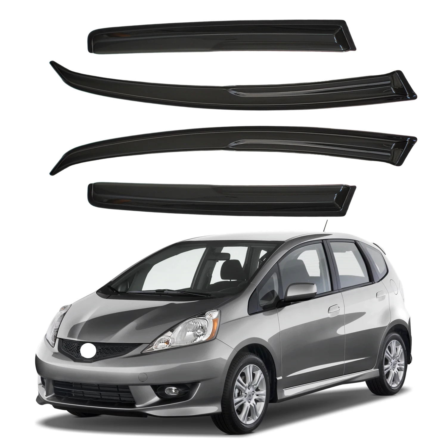

For Honda Fit 5-Door Hatchback 2015-2020 Tinted Wind Deflectors 4pcs Set External Installation 1.5MM Thickness