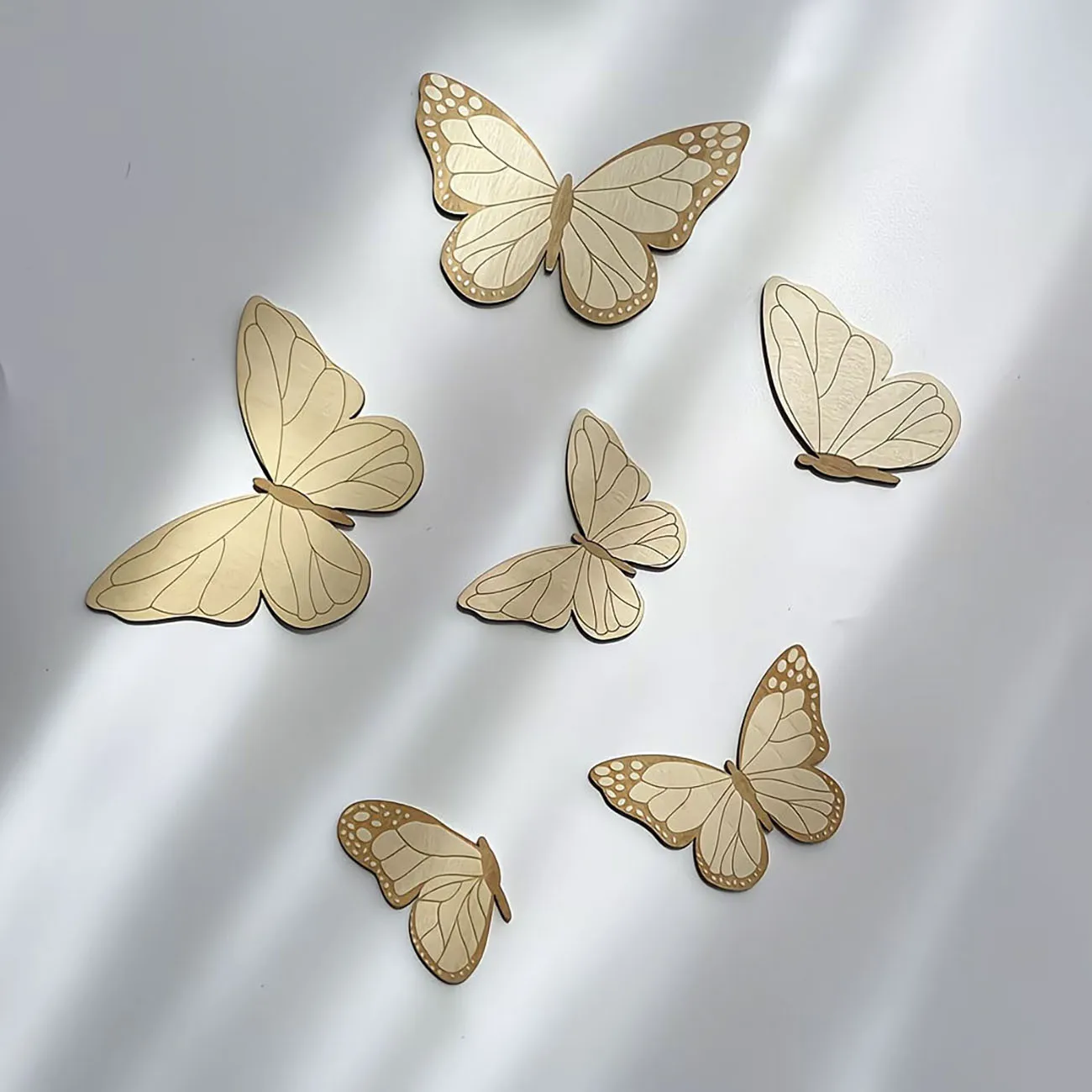 6Pcs Wooden Butterfly Wall Sign Set, Boho Style Wood Butterfly Wall Decoration