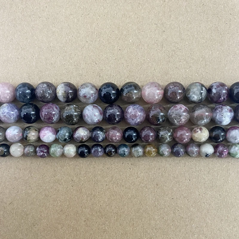 Natural Mixed Colors Tourmaline Stone Round Loose Beads 7\