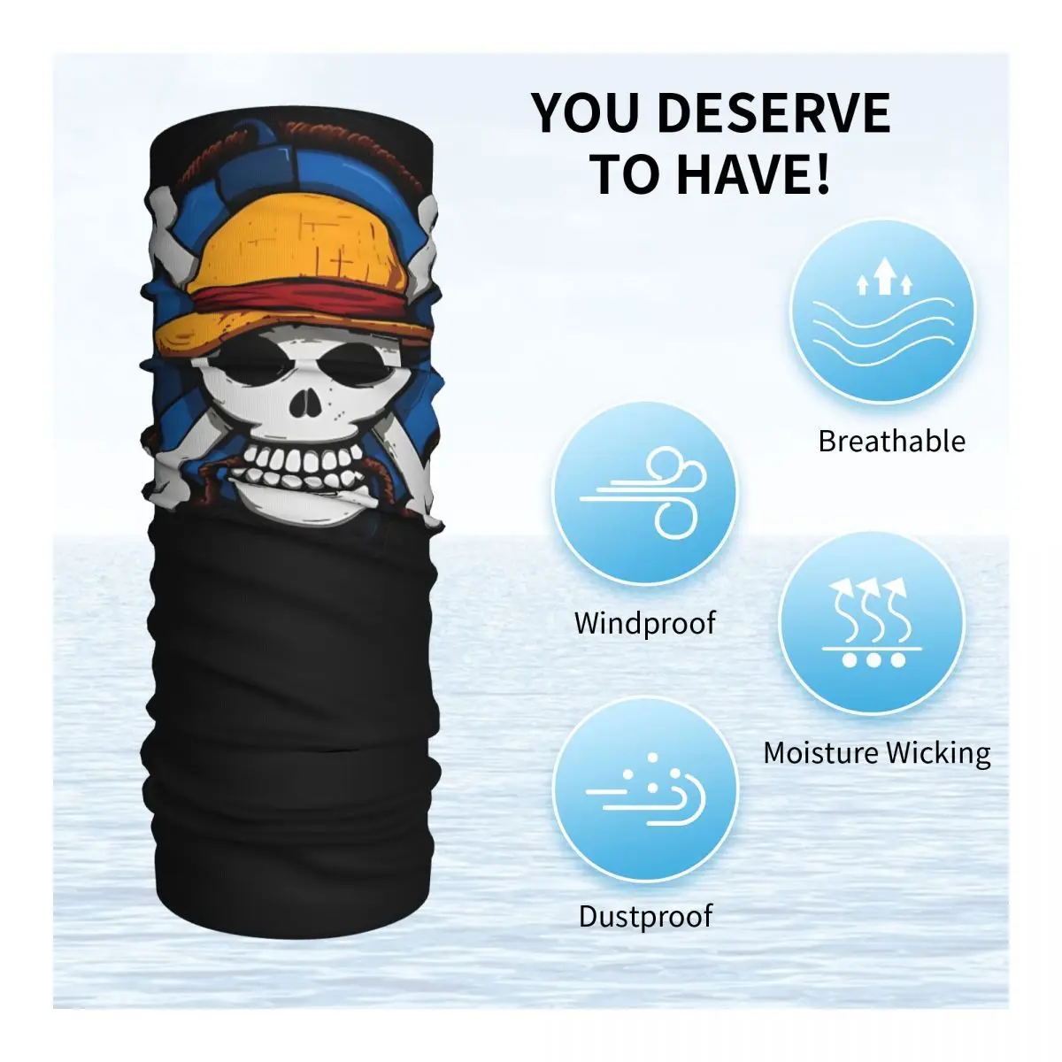 One-Piece Skull Bandana Neck Cover Printed Wrap Scarf Warm Cycling Scarf Outdoor Sports for Men Women Adult All Season